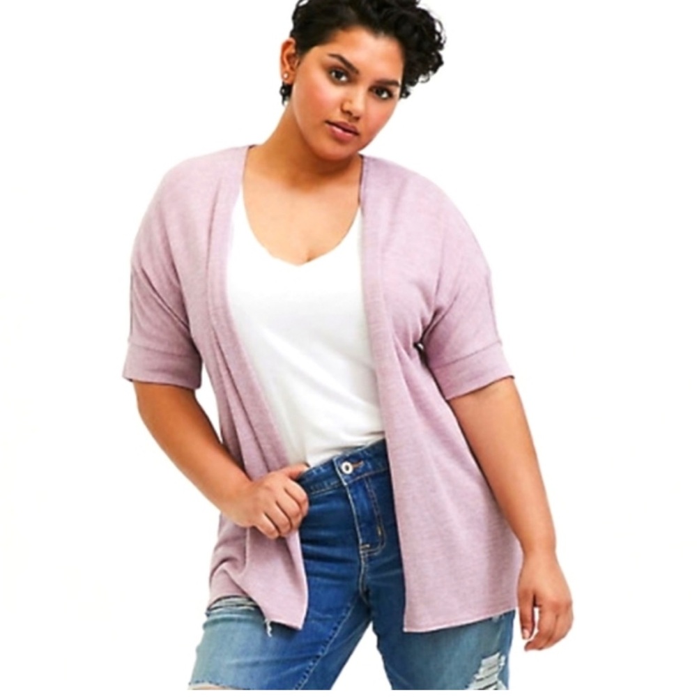 Torrid Size 00 Light Purple Cardigan Sweater with Hip-Length Design